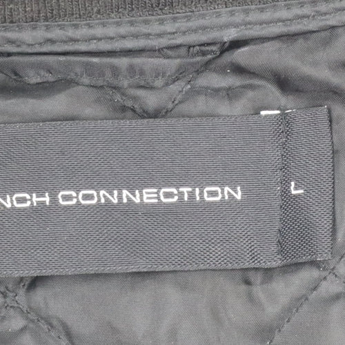 French Connection Men's Black Quilted Regular Fit Zip Jacket L