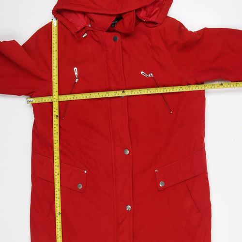 JBC Collection Women’s Red Hooded Parka Jacket Size 12 Long Sleeve