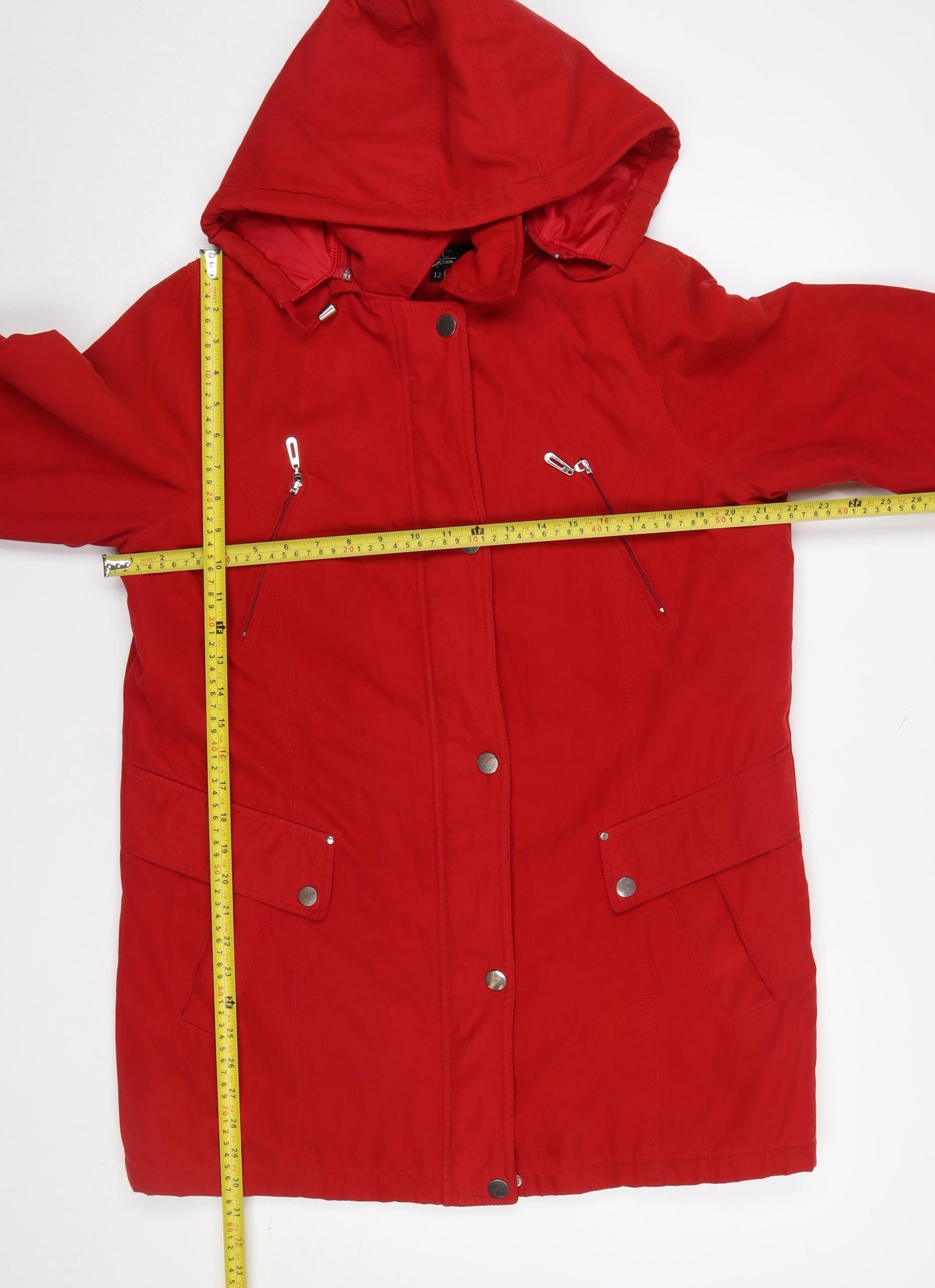 JBC Collection Women’s Red Hooded Parka Jacket Size 12 Long Sleeve