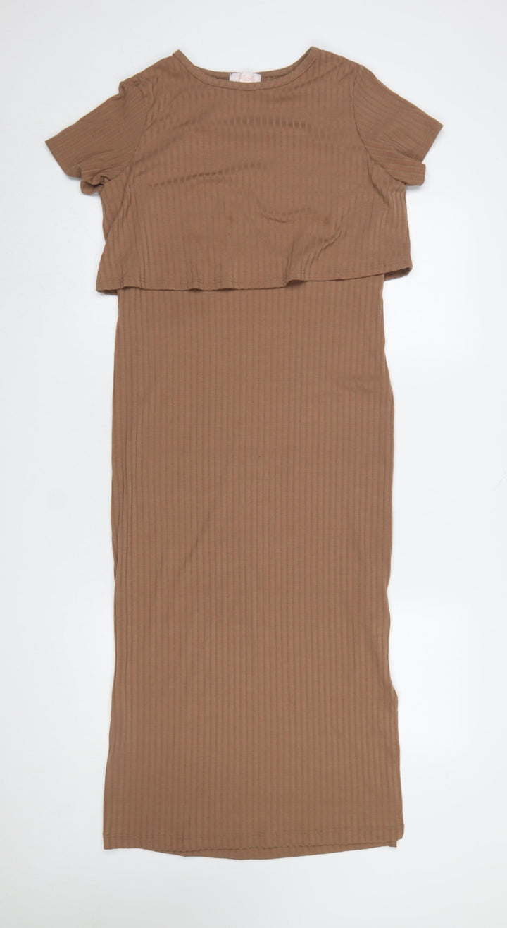 Next Maternity Women’s Brown Midi Bodycon Dress UK 8