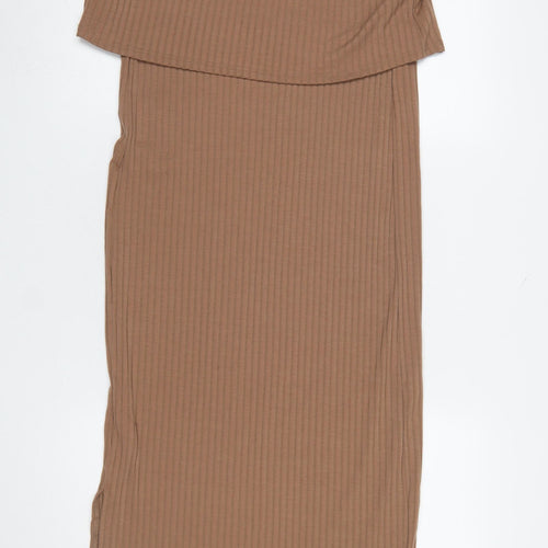 Next Maternity Women’s Brown Midi Bodycon Dress UK 8