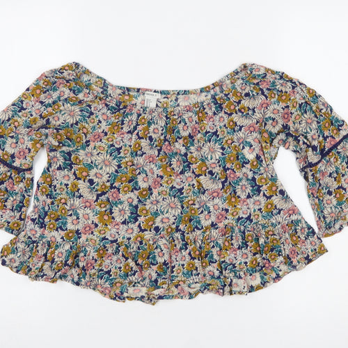 Forever 21 Women's Multicoloured Floral Boho Ruffle Blouse Size S