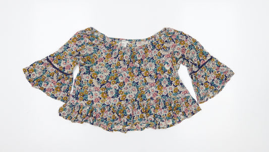 Forever 21 Women's Multicoloured Floral Boho Ruffle Blouse Size S
