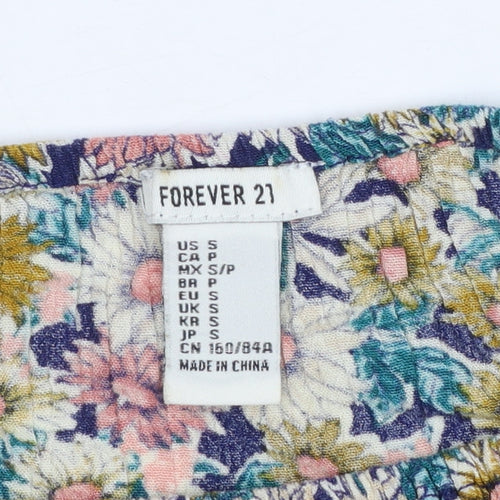 Forever 21 Women's Multicoloured Floral Boho Ruffle Blouse Size S