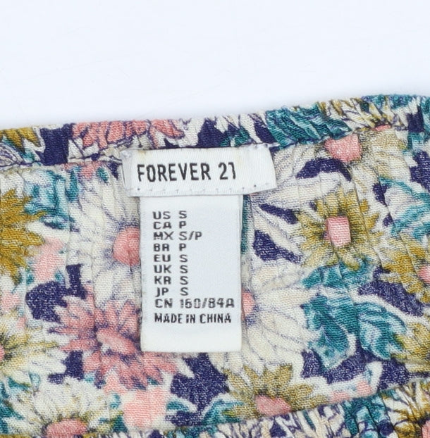 Forever 21 Women's Multicoloured Floral Boho Ruffle Blouse Size S