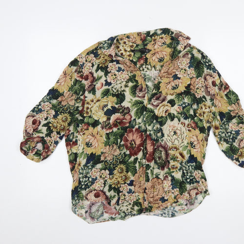Zara Woman Floral Multicoloured Viscose 3/4 Sleeve Tunic Blouse Size 8