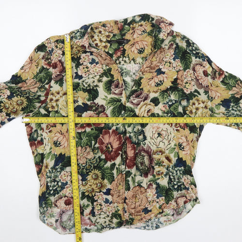 Zara Woman Floral Multicoloured Viscose 3/4 Sleeve Tunic Blouse Size 8