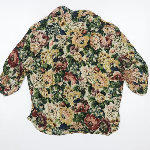 Zara Woman Floral Multicoloured Viscose 3/4 Sleeve Tunic Blouse Size 8