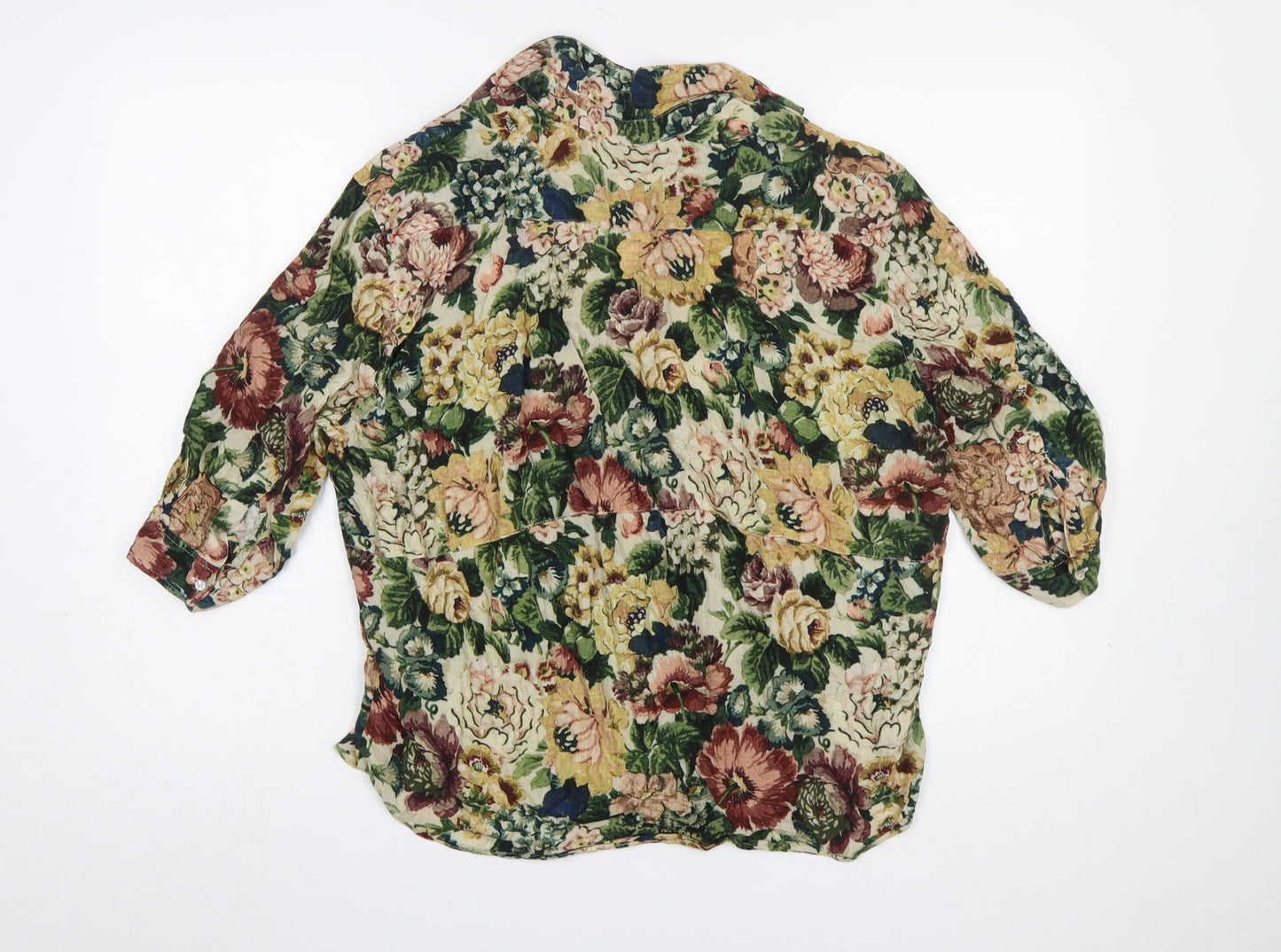 Zara Woman Floral Multicoloured Viscose 3/4 Sleeve Tunic Blouse Size 8