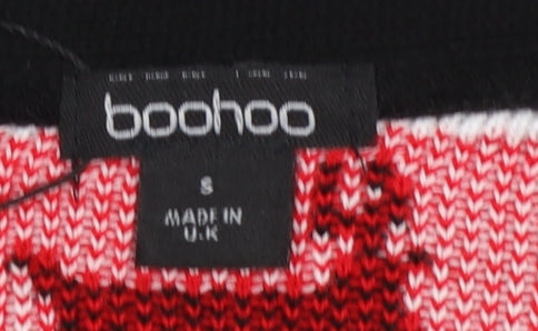 Boohoo Womens Black Christmas Reindeer Button Knit Cardigan Size S