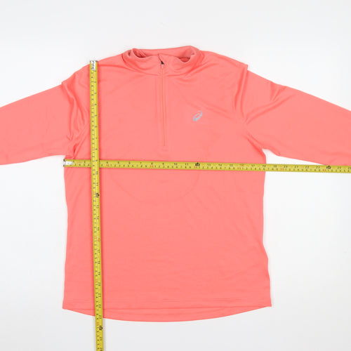 ASICS Womens Pink Long Sleeve 1/4 Zip Running Top Size M
