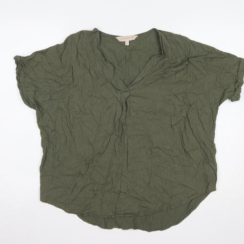 Apricot Women Green Size 14 Viscose Tunic Blouse Short Sleeve