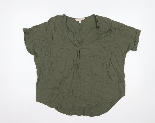 Apricot Women Green Size 14 Viscose Tunic Blouse Short Sleeve