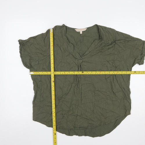 Apricot Women Green Size 14 Viscose Tunic Blouse Short Sleeve