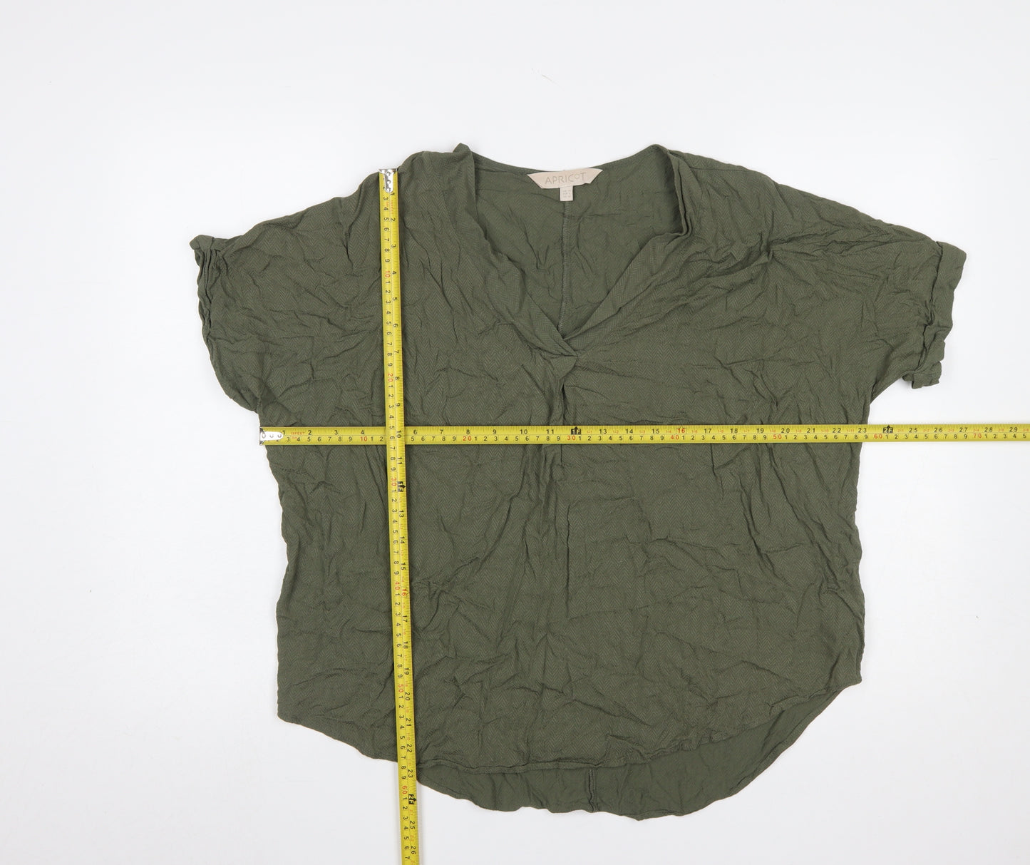Apricot Women Green Size 14 Viscose Tunic Blouse Short Sleeve