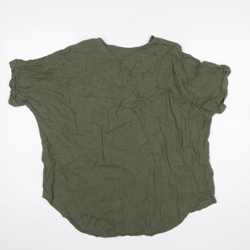 Apricot Women Green Size 14 Viscose Tunic Blouse Short Sleeve