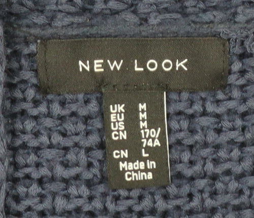 New Look Women's Blue Chunky Knit Open Cardigan Size M