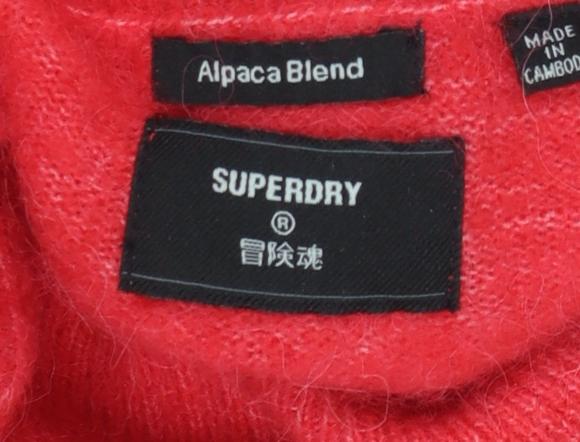 Superdry Women Red Alpaca Blend Roll Neck Jumper Size 12