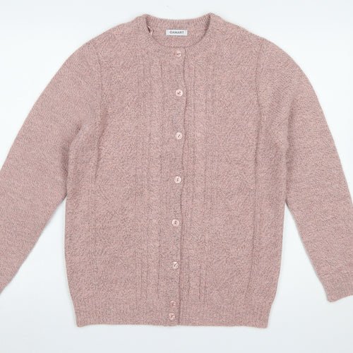 Damart Women Pink Cable-Knit Long Sleeve Cardigan Size 10/12