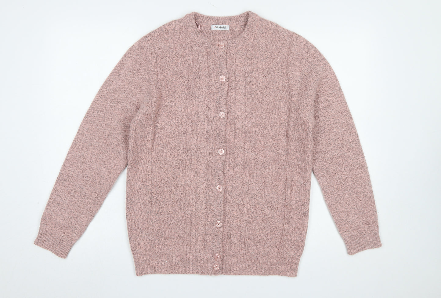Damart Women Pink Cable-Knit Long Sleeve Cardigan Size 10/12