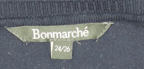 Bonmarché Women’s Navy Blue Embroidered Bee Jumper Size 24/26 Viscose Blend