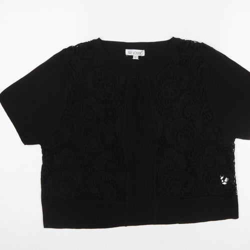 Fay Louise Women’s Black Lace Knit Short Sleeve Cardigan L