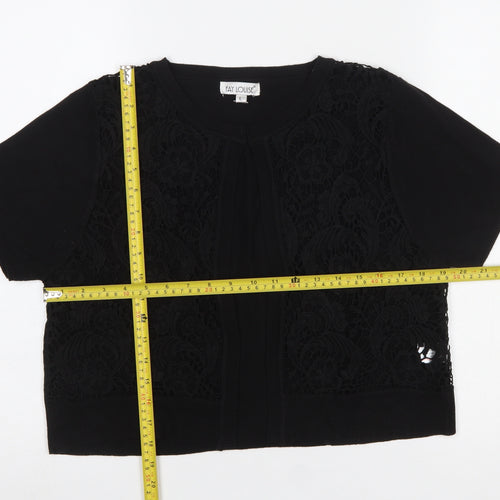 Fay Louise Women’s Black Lace Knit Short Sleeve Cardigan L