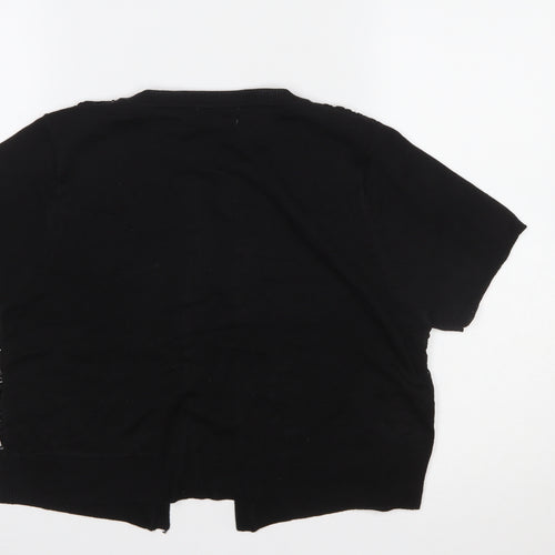 Fay Louise Women’s Black Lace Knit Short Sleeve Cardigan L