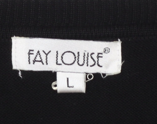 Fay Louise Women’s Black Lace Knit Short Sleeve Cardigan L