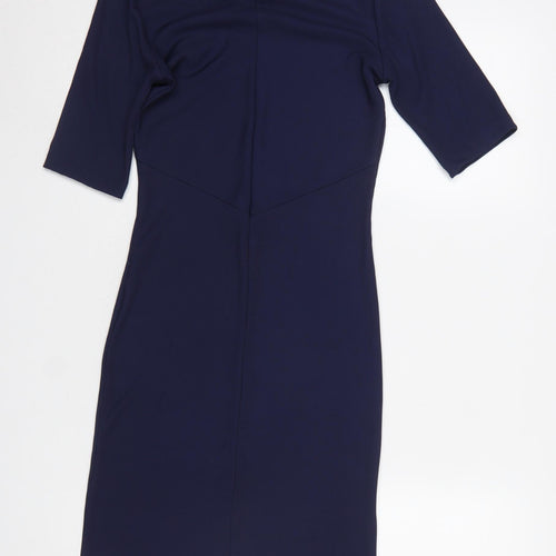 H&M Women’s Blue Bodycon Knee Length Dress Size 8