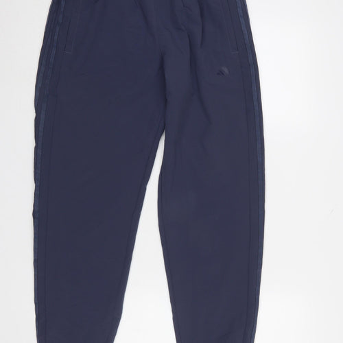 Adidas Womens Navy Blue Jogger Activewear Trousers Size 12 Polyester Blend