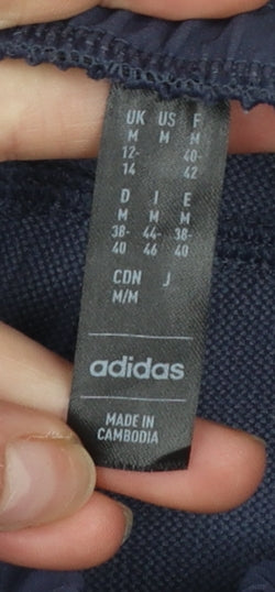 Adidas Womens Navy Blue Jogger Activewear Trousers Size 12 Polyester Blend