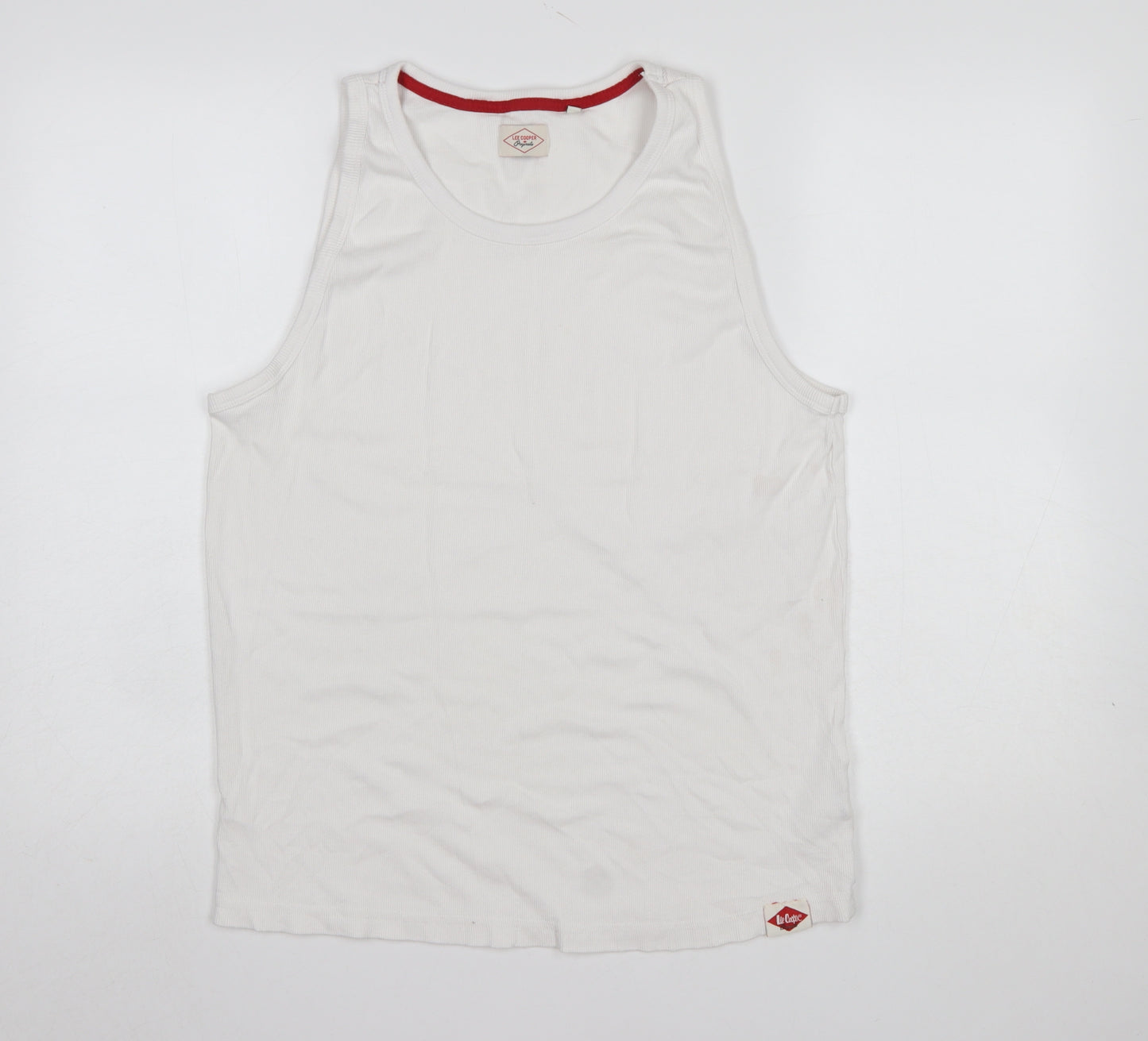 Lee Cooper Womens White Cotton Tank Top L Basic Summer Vest