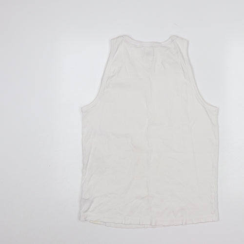 Lee Cooper Womens White Cotton Tank Top L Basic Summer Vest