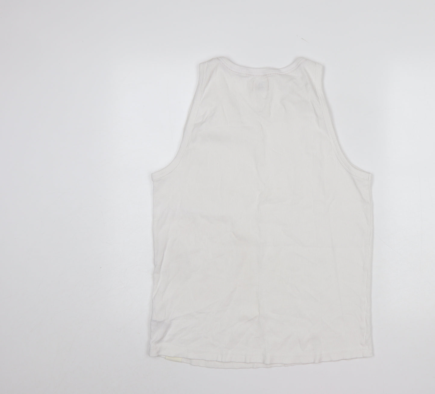 Lee Cooper Womens White Cotton Tank Top L Basic Summer Vest