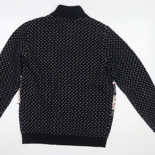 Next Men’s Black Fair Isle 1/4 Zip Christmas Jumper M