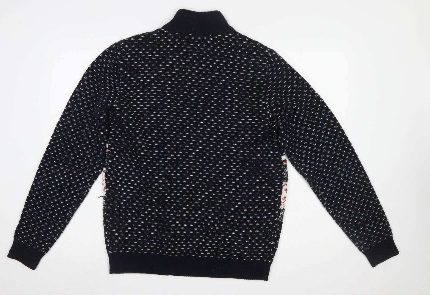Next Men’s Black Fair Isle 1/4 Zip Christmas Jumper M