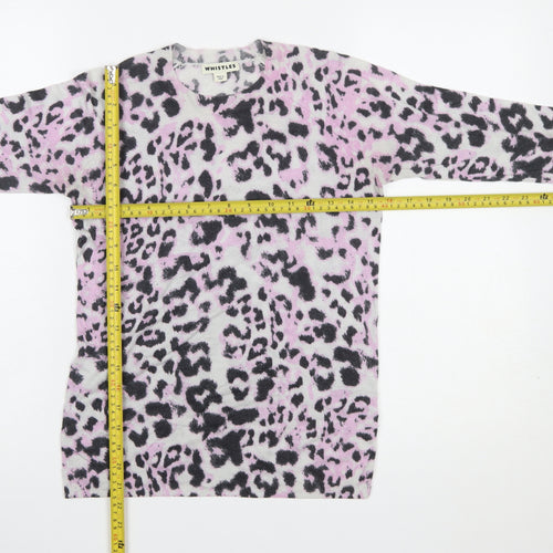 Whistles Women's Multicoloured Leopard Print Wool Cashmere Jumper Size 8