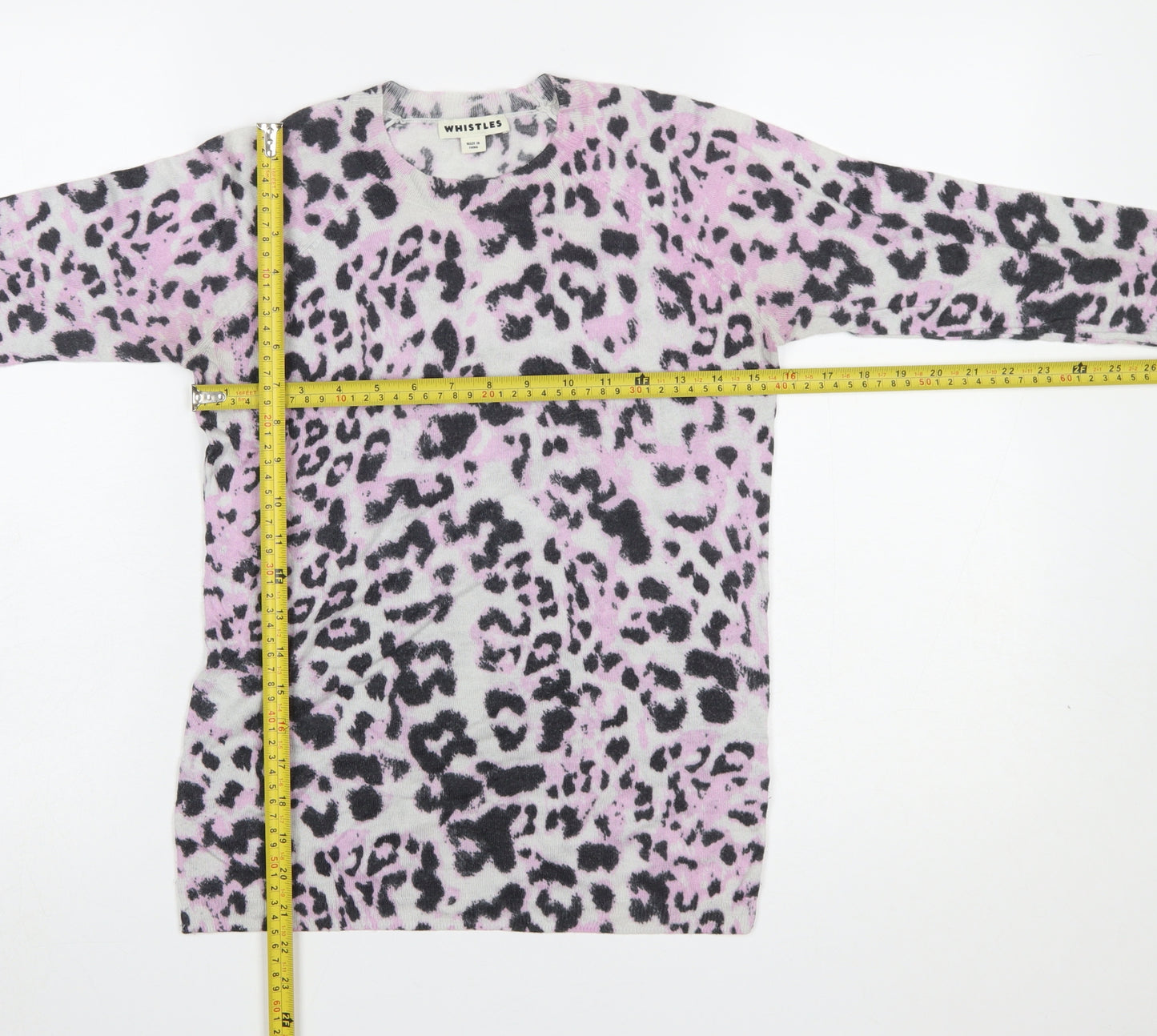 Whistles Women's Multicoloured Leopard Print Wool Cashmere Jumper Size 8