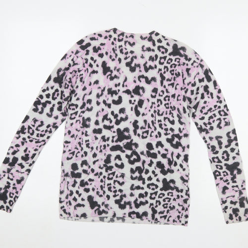 Whistles Women's Multicoloured Leopard Print Wool Cashmere Jumper Size 8