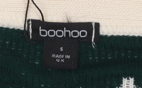 Boohoo Women Beige Christmas Fair Isle Cardigan Size S