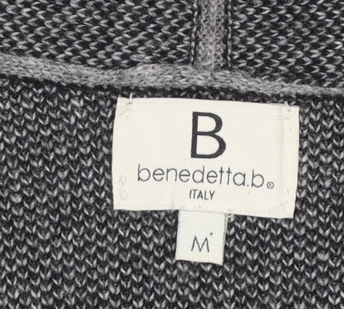 Benedetta.b Women's Grey Merino Wool Mix Star Knit Open Cardigan M