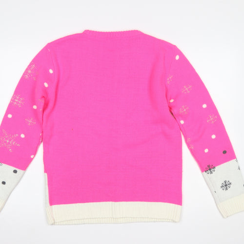 XITED Womens Pink Christmas Pullover Jumper Size 10 Crew Neck