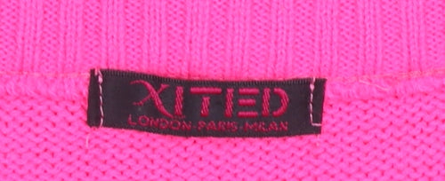 XITED Womens Pink Christmas Pullover Jumper Size 10 Crew Neck