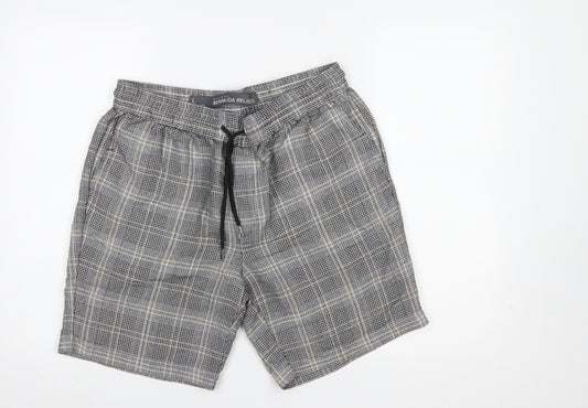 Denim Co. Men's Grey Check Bermuda Relaxed Shorts L