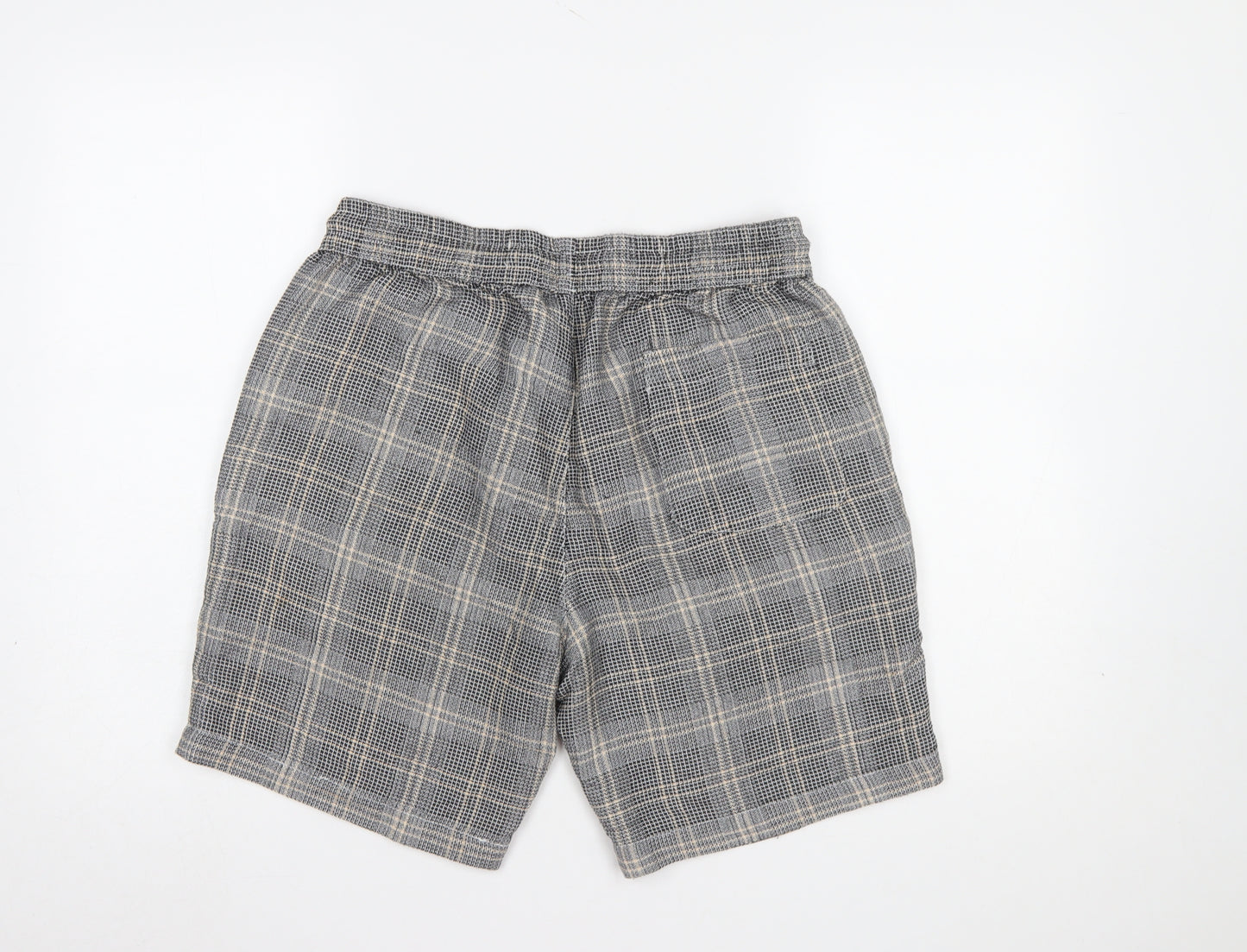 Denim Co. Men's Grey Check Bermuda Relaxed Shorts L