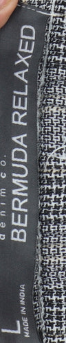 Denim Co. Men's Grey Check Bermuda Relaxed Shorts L