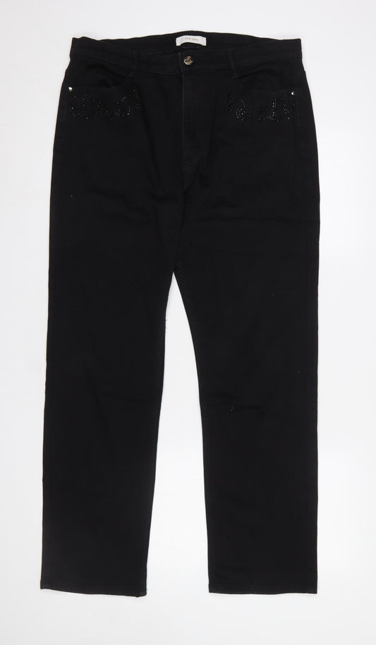Marks and Spencer Per Una Women’s Black Straight Leg Stretch Jeans Size 14