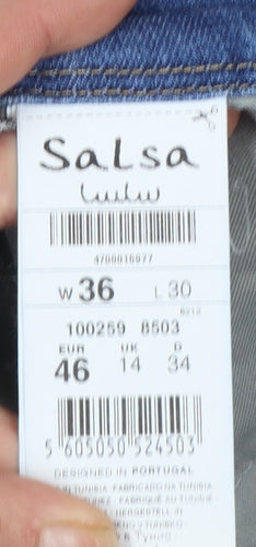 Salsa Women’s Blue Skinny Jeans Size 14 Mid Rise Stretch Denim