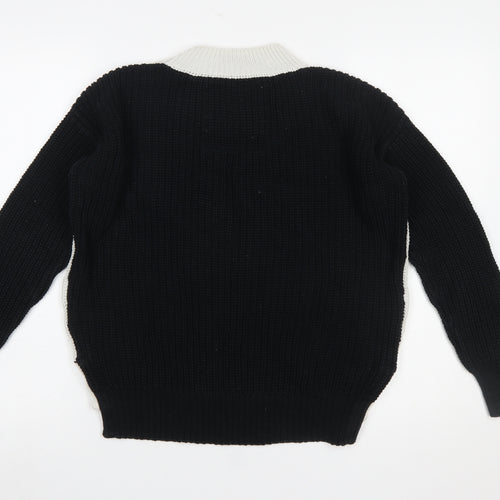 Superdry Women's Black White Cotton Knit Jumper XS Crew Neck